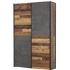 FORTE Ozula Armadio elegante multifunzione, in legno derivato, arredamento in stile Old Wood Vintage con finitura effetto cemento, Grigio, 120 x 42 x 190,50 cm
