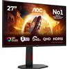 AOC G4 Q27G4ZDR Monitor PC 67,3 cm (26.5) 2560 x 1440 Pixel Quad HD QD-OLED Nero, Rosso GARANZIA ITALIA