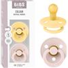 BIBS Colour Ciuccio, 0-6 mesi, confezione da 2, Pale Butter/Petal