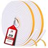XEEINC 8M Guarnizione Porta Finestra, 9mm(L) X 6mm(P) Guarnizione Adesiva in Schiuma per Porta Blindata, Resistente alle intemperie, Isolamento Acustico, Anti-Collisione - Bianco