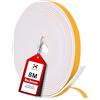 XEEINC 8M Guarnizione Porta Finestra, 9mm(L) X 3mm(P) Guarnizione Adesiva in Schiuma per Porta, Resistente alle intemperie, Isolamento Acustico, Anti-Collisione - Bianco