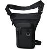 Lunyloer Marsupio da gamba per moto, marsupio da uomo e donna, multitasche, impermeabile, regolabile, per campeggio, escursionismo, bicicletta, pesca (nero)