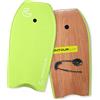 CONTOUR SURF Body Board per spiaggia, leggero, resistente, con nucleo in EPS a doppio canale, doppio cavo girevole da polso a spirale, ideale per resort estivi e spiaggia divertente stemma