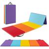 GYMAX Tappetino da Ginnastica Pieghevole, Tappetino Portatile a 3 Parti, Tappetino Materasso da Allenamento con Maniglie Portatili per Bambini e Adulti (180 x 120 x 4 cm)