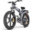 ENGWE X24/X26 Bici Elettrica Pieghevole con 24''/26 x4.0 Fat Tire Dual/Singola Batteria 48V 19.2AH/+10AH Lange 100/150km,3 Tripla Sospensione 8 Velocita (Grigio, X26 Dual Batteria 19.2Ah+10Ah)