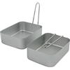 GeJE Set di pentole da campeggio per esterni, in confezione da 2: 0,9 e 1,5 l, padelle in alluminio compatte e durevoli con manici pieghevoli, design impilabile, 0,9 e 1,5 l, per campeggio, trekking,