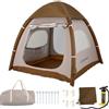 COSTWAY Tenda da Campeggio Gonfiabile per 4 Persone, Tenda da Spiaggia con Poma, 2 Porte, Lucernario e Finestre, in Tessuto Impermeabile, con Copertura Rimovibile e Borsa, 208 x 208 x 196 cm