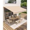 Garveelife Morsetto snodato 400 x 250 cm, resistente ai raggi UV40+ e impermeabile, con manovella e supporto da parete regolabile lunghezza + angolo, tenda da sole per terrazza e balcone, tenda da