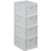 BranQ Home essential BranQ - Home essential Scaffale in rattan con 4 cestini, in plastica PP senza BPA, 29,5 x 24 x 64,2 cm, colore: bianco