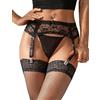 SuperLove Lace Suspender Belt with G-String 5222 Black XS/S