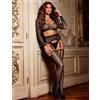 SuperLove Diva Long Sleeve Bodystocking Set 3254 Black XS-M