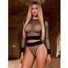 SuperLove Yolo Long Sleeve Fishnet Set 3534 Black L-XXL