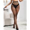 SuperLove High Waist Fishnet Stockings Small Mesh Holes 3579 Black XS-M