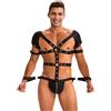SuperLove Sexy Body Harness for Men with Zipped Crotch & Handcuffs 270 Black XL