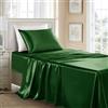 GOLAL Set di lenzuola in raso per letto singolo XL, 3 pezzi, lussuose lenzuola morbide e setose, senza pieghe, colore: verde scuro, con 1 lenzuolo con angoli con tasca profonda, 1 lenzuolo piatto, 1