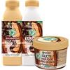 Garnier Fructis Hair Food Burro di Cacao, Kit con Shampoo, Balsamo e Maschera per Capelli Secchi e Ricci, Fino al 98% di Ingredienti di Origine Naturale, Senza Siliconi