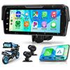 Rimoody Wireless Carplay Display Motociclo con Dashcam 2 Telecamera Fronte e Retro, 6.86 Pollici Touchscreen Portatile Carplay Android Auto Schermo per Motorbike con Mirror Link/Bluetooth/IP68 étanche