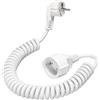 Obcxin Cavo di Prolunga a Spirale Estensibile, Schuko, 0,7M a 2M, 230V/16A, Cavo a Spirale con Contatto di Protezione per Casa, Ufficio, Esterno, Bianco