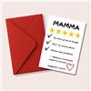 flavio e noemi Biglietto Mamma Divertente Stile Recensione 5 Stelle - Card Ironica con Testo Prestampato - Formato A6 (10,5 x 14,8 cm) con Busta - Idea Regalo Compleanno e Festa della Mamma