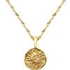 IMINI Collana con Ciondolo Moneta Incisa in Oro per Donne e Ragazze Argento Sterling 925 Piccolo Cerchio Rotondo Luna Stella Sole Bohémien Bizantino Natale Regalo di Compleanno 18 Pollici