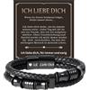 Kessofera Bracciale Uomo Regalo San Valentino per Lui, 21CM Bracciale in Pelle con Chiusura in Acciaio Inossidabile, Regali di Gioielleria per Papà, Marito e Fidanzato in Occasione di Anniversari, Compleanni