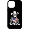 Merica USA Patriotic Cute Funny 4th of J Custodia per iPhone 12 Pro Max Robot Ingegnere Robotica AI Scienza Bandiera Americana Bandana
