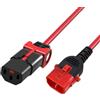 ACT C13 IEC Lock+ secondo C14 IEC Dual Lock, cavo di alimentazione per dispositivi freddi, prolunga 1 metro, presa C13 a 14 connettori, per PDU, server, dispositivi di rete, rosso - AK5512