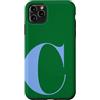 Retro Large Initials - Accessories by B. Custodia per iPhone 11 Pro Max Personalized Initial Letter C Blue Minimalist Monogram Name