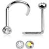 dormouse selection Piercing Naso Nose Screw in Acciaio Inox 316L con Cristallo Incastonato