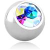 dormouse selection Terminale Pallina Filettata in Acciaio Inox 316L con Cristallo per Piercing
