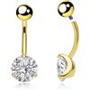 dormouse selection Banana Ombelico in Titanio G23 ASTM F136 Oro PVD con Zirconia - Filettatura Interna