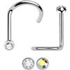 dormouse selection Piercing Naso Nose Screw in Titanio G23 ASTM F136 con Cristallo Incastonato