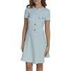 Tommy Hilfiger Short Sleeve Fit And Flare Shirt Dress Vestito, Blu (Porcelain Blue), 48 Donna