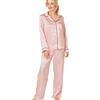 Indigo Sky Pigiama da Donna Astara in Raso con Profili a Contrasto, Jacquard Rosa Champagne, 44-46