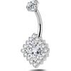 NovaNavel Piercing ombelico quadrato bianco in argento