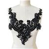 wtbv.n Applique in pizzo con strass fatti a mano, perline da cucire a mano, toppe per scollatura per abiti e accessori (nero)