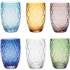 Zafferano 38 cl - Losanghe Bicchiere Acqua in Vetro Soffiato - Set 6 Pezzi