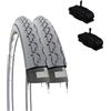 Ecovelo' 2 COPERTONI 24 X 1 3/8 (37-540) + CAMERE D'ARIA AMERICA PNEUMATICI GRIGI COPERTURE CARROZZINA/SEDIA A ROTELLE
