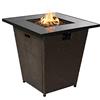 Teamson Home All'aperto Giardino Rattan Gas Propano Braciere da Tavolo, Braciere Senza Fumo, Stufa per Mobili da Patio con Coperchio, Pietre Laviche e Copertura