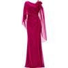 Allure Evening Abito Donna con fiore e spacco centrale, Magenta