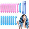 URAQT Bigodini per Styling Capelli, 18 PCS Styler a Spirale Magici senza Calore a 30cm, con 1 Set di Ganci per Capelli