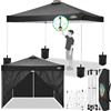 COBIZI Gazebo 3x3m Pieghevole con 4 Parti Laterali,da Esterno in Ferro Regolabile in Altezza Tendone Pieghevole con Telo Impermeabile,Protezione UV impermeabile di base 50+(nero)