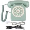 EBTOOLS Telefono Vintage Retrò Con Disco Combinatore Rotante, Fisso Classico Verde per Ufficio e Casa, Decorazione Con Tasti