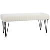 Panca Fondoletto Moderna Con Gambe A Forcina, In Tessuto Effetto Ciniglia, Legno E Metallo, 118.5x46x49.5 Cm, Crema