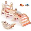 VEVOR Set Triangolo Pikler per Arrampicata 9 in 1 Colore Arancione per Bambini Piccoli, Portata Massima 68 kg, con 2 Macchinine Triangolo Arco e Rampa, Set Montessori Pieghevole per Palestra Bambini