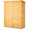 VEVOR Capannone Portaoggetti per Esterni in Legno, con Tetto Impermeabile Struttura in Metallo, Doppie Porte con Serratura, Capannone Porta Attrezzi Giardino con Ripiani e Pavimento 1400x 600x1715 mm