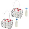 Create idea Set di 2 bottiglie di latte in miniatura Set di bottiglie di latte per casa delle bambole Set con cestino per mobili per case delle bambole Accessori per Decorazione per casa delle bambole