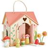 Tender Leaf Toys Rosewood - Casa delle bambole con accessori per mobili e bambole - Gioco fantasioso per bambini con tema fata del legno