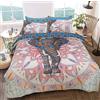 Sleepdown - Set di biancheria da letto con copripiumino e federe, motivo: elefante mandala, colore: rosa/blu, reversibile, facile da lavare, anallergico, morbido e liscio, matrimoniale