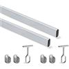 Emuca - Kit di asta appendiabiti ovale da armadio 1150mm e supporti, Anodizzato opaco, Lotto di 2